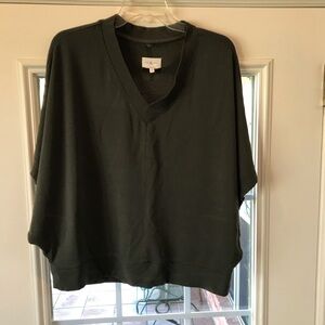 Dark Green V-Neck Poncho Top